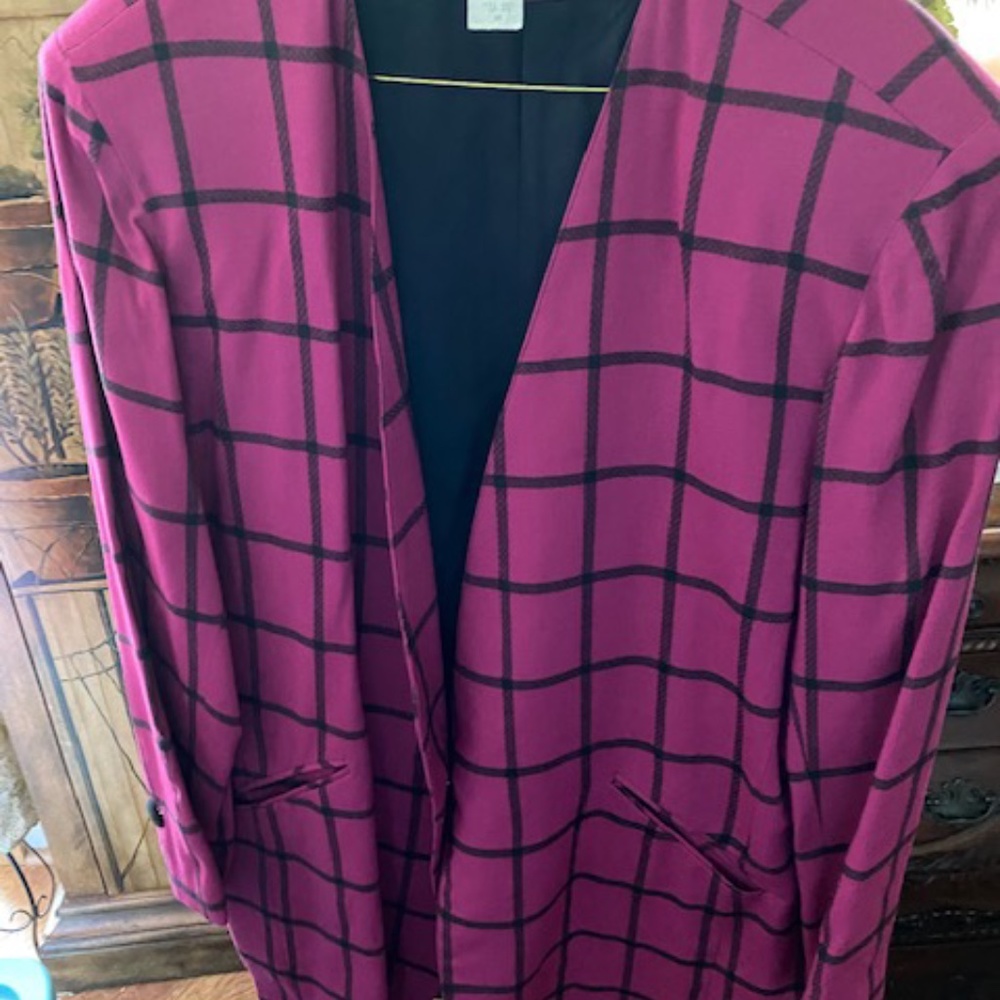 Woman's Deep Pink/Purple Plaid Jacket - Size 18